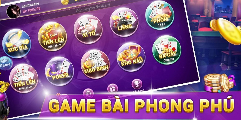 Những tựa game bài đổi thưởng tặng vốn phổ biến